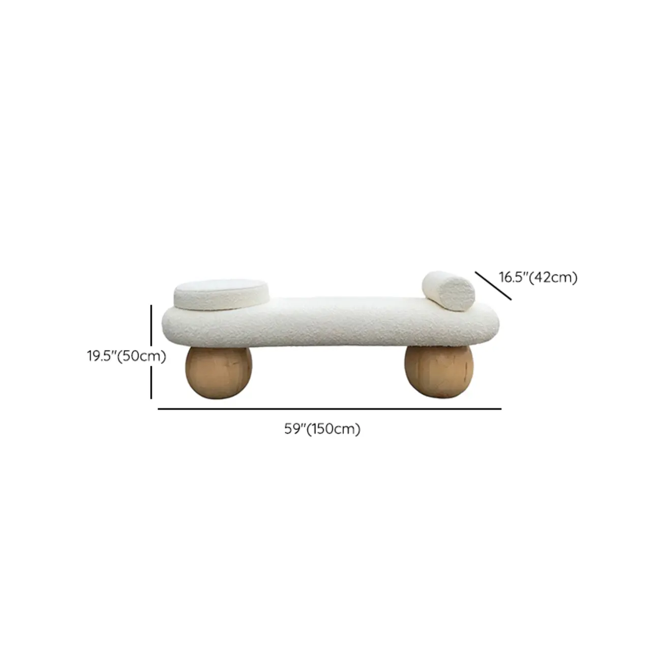 minimalist elegant white Upholstered Bedroom Bench #size