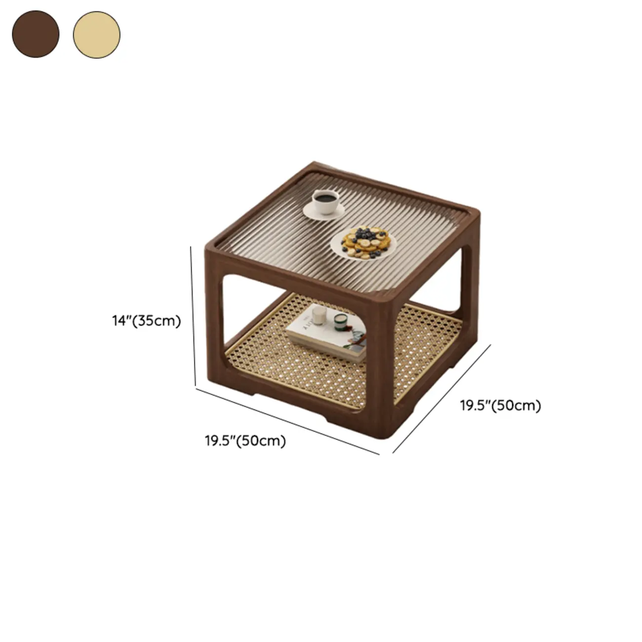 Glass Modern Wood Square Nesting Coffee Table Living Room #size