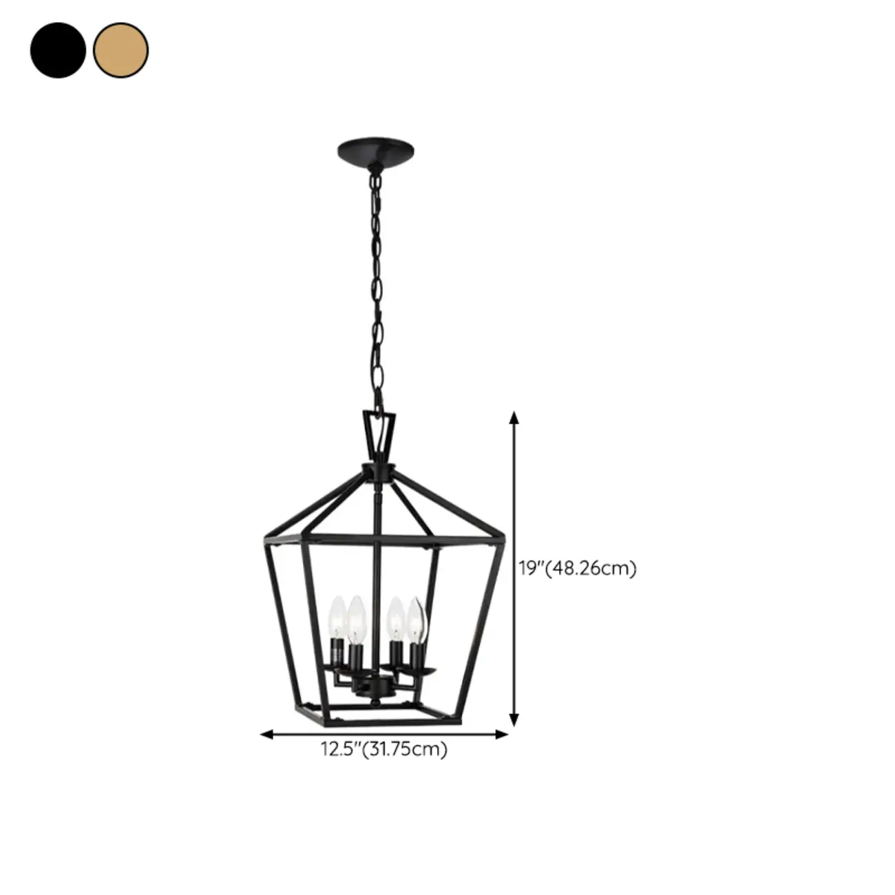 Black Metal Frame Geometric Cage Modern Chandelier Light #size