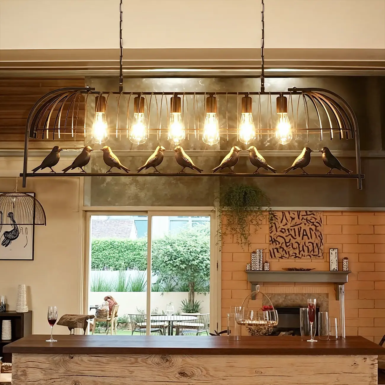 Sleek Black Metal Birdcage Island Pendant Light Image - 3 | homeyfad