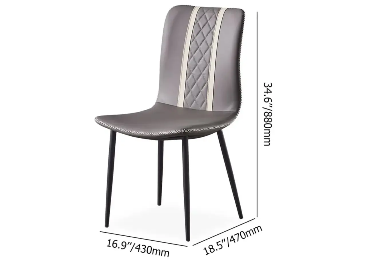 Modern Gray PU Leather Armless Dining Chairs Set of 2  #size