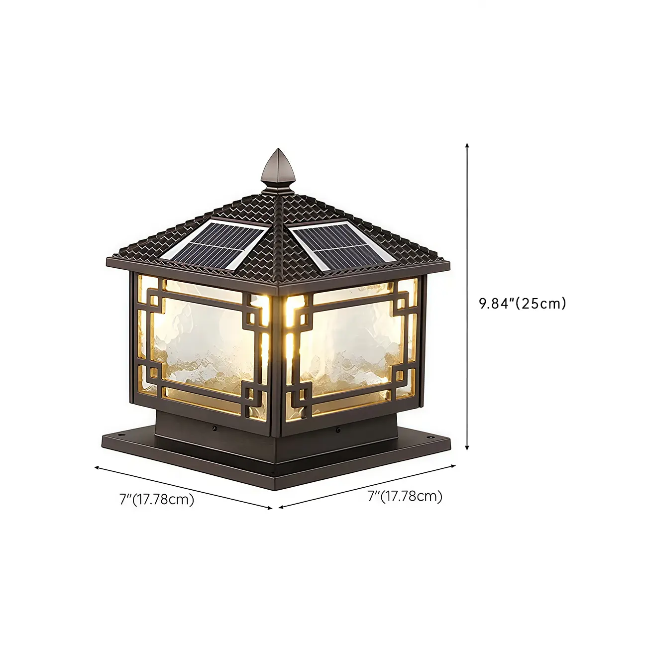 Oriental Traditional Black Solar Outdoor Post Lights #size