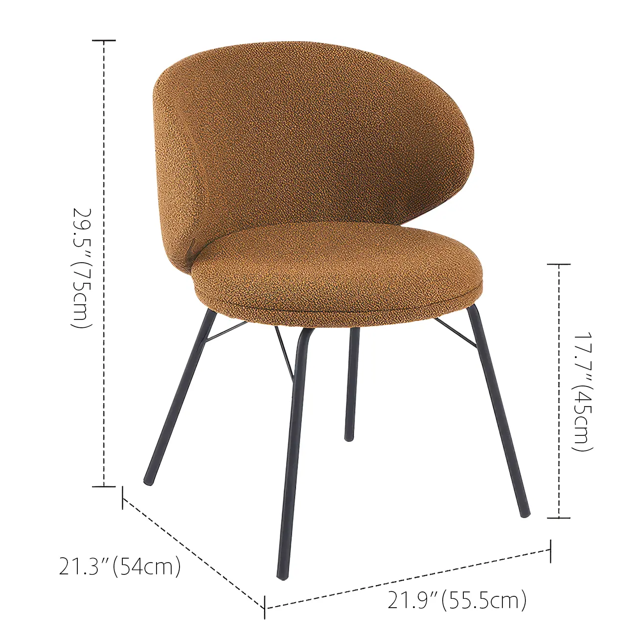 Modern Leathaire Upholstered Metal Leg Dining Chair #size