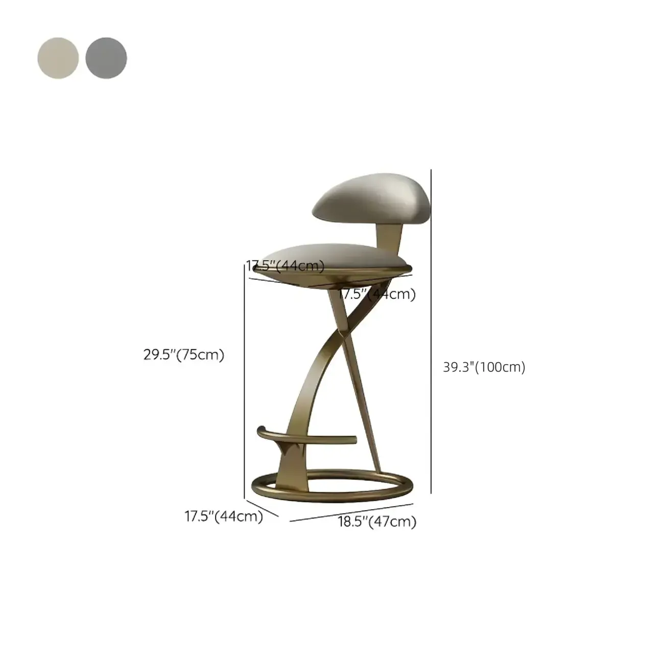 Luxury Gold Metal Frame Sleek Beige Leather Bar Stool Image - 21
