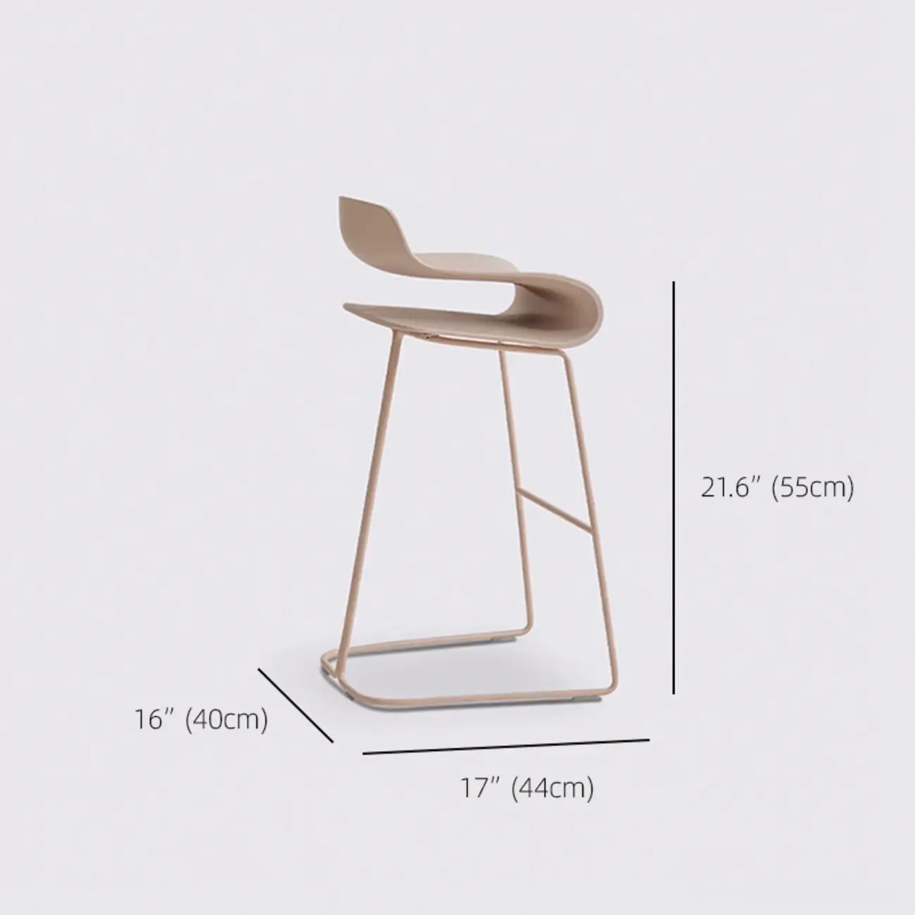 Industrial Plastic Steel Frame Low Back Armless Bar Stool #size