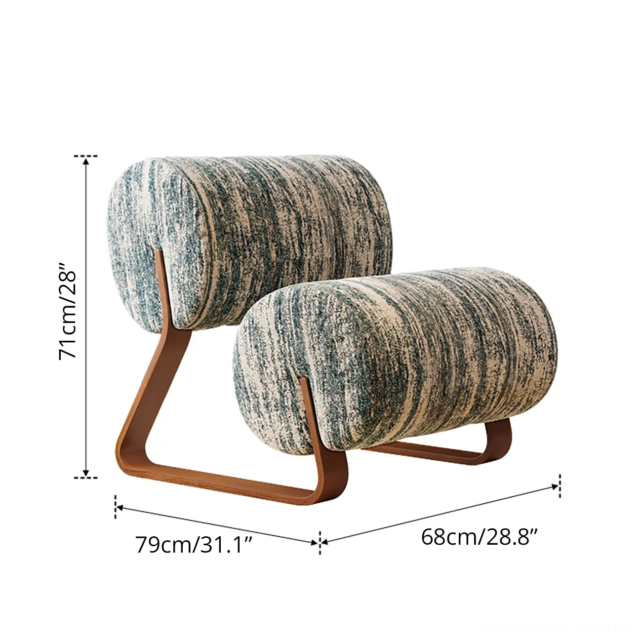  Mid-Century Modern Sherpa Armless Accent Chair with Metal Base #size