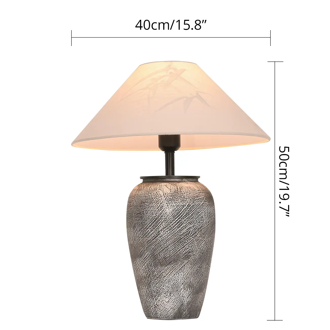 Modern Gray Ceramic Table Lamp with Fabric Shade #size