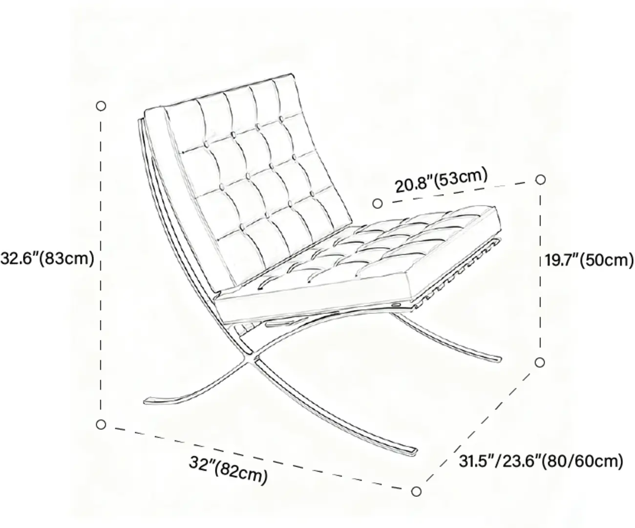 Mid-Century Modern Black Leather Lazy Lounge Accent Chair #size