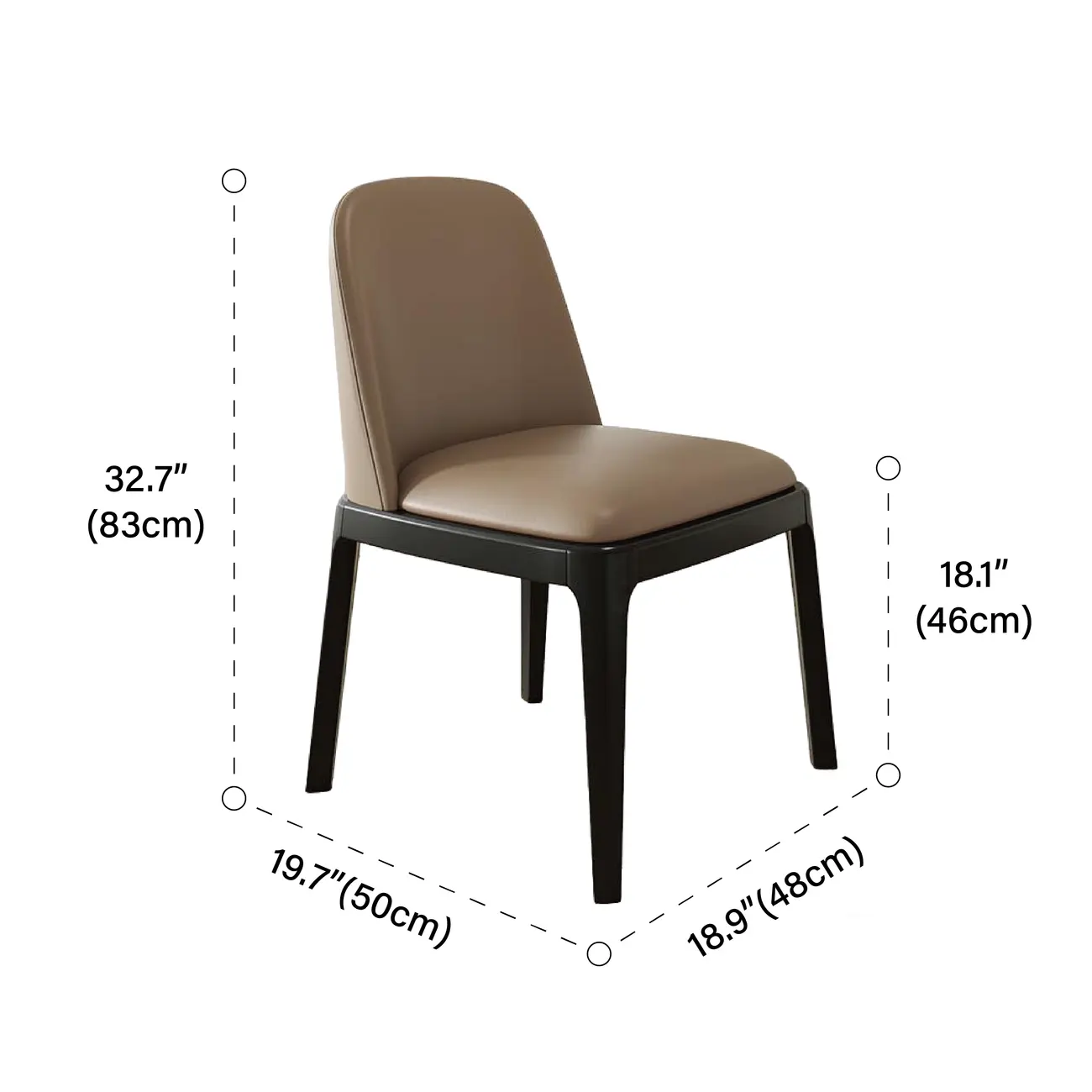 Modern Rubber Wood Upholstered Dining Chair Set of 2 #size