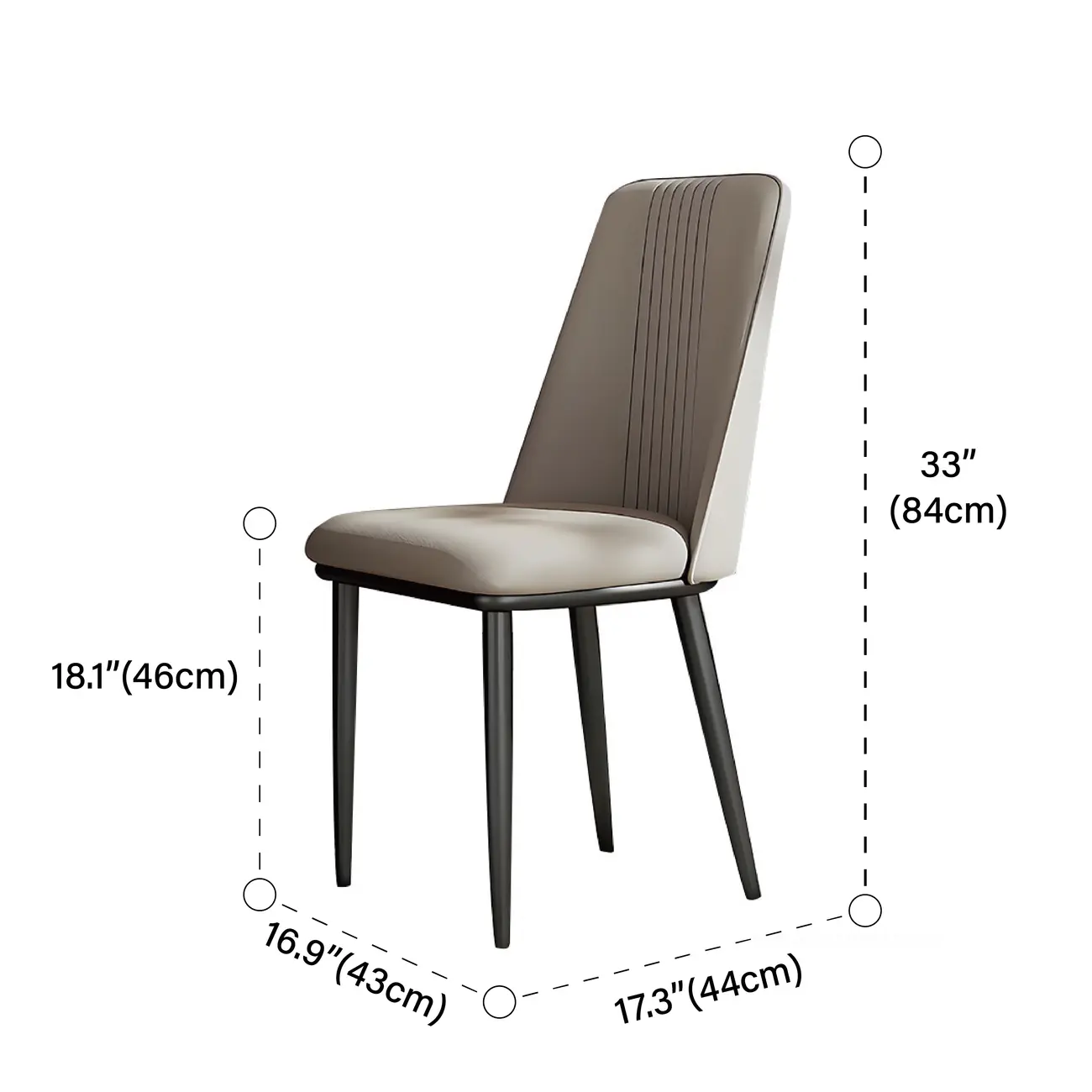 Modern Faux Leather Metal Frame Dining Chair Set of 2 #size