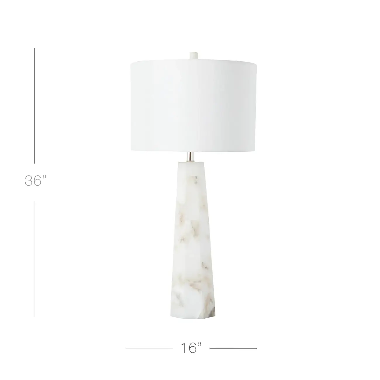 Modern Marble Alabaster Table Lamp with Linen Shade #size