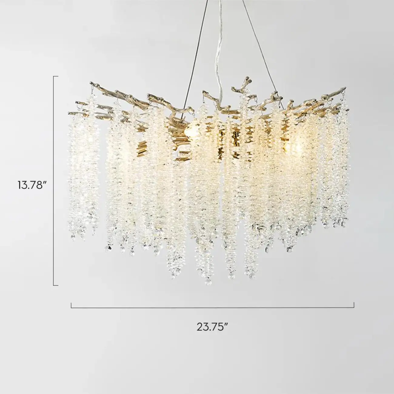 Modern 6-Light Branch Style Crystal Beaded Chandelier #size