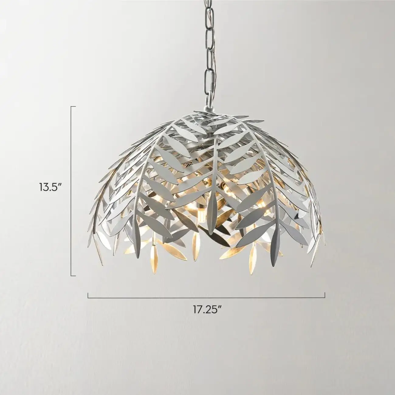 Modern Metal Silver Leaf Shape Pendant Light #size