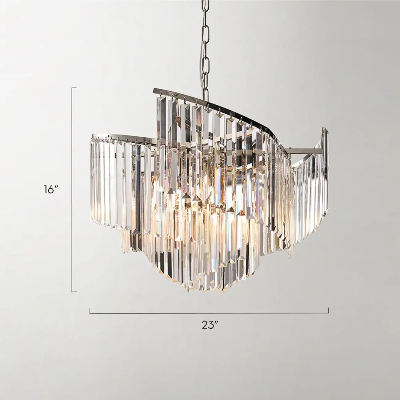 Modern Luxury Spiral-Shaped Clear Crystal Chandelier #size