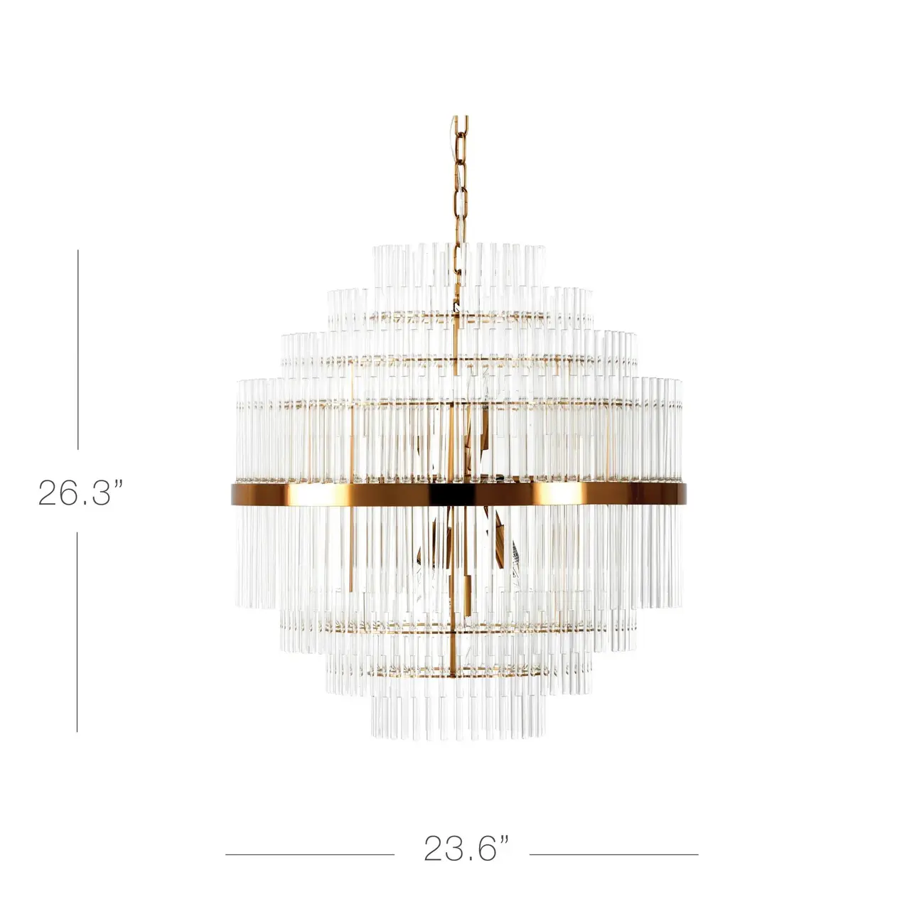 Modern Clear Glass Chandelier with Gold Finish #size