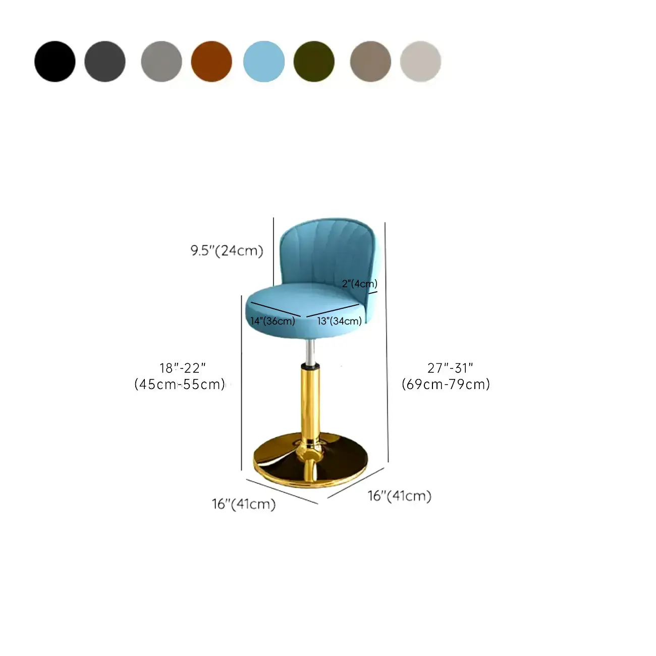 Modern Leather Adjustable Swivel Bar Stools with Back #size