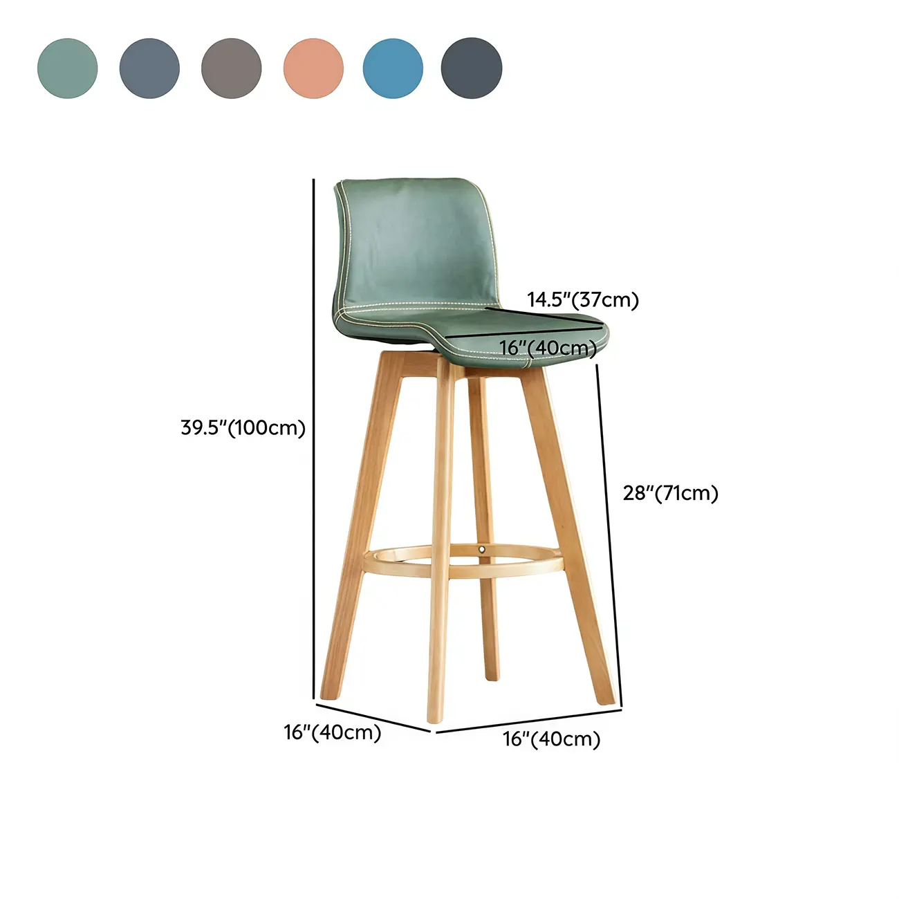 Saddle Leather Counter Height Low Back Swivel Bar Stools #size