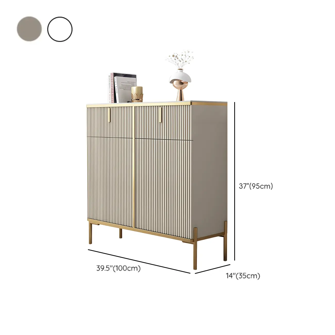 Glam Light Coffee Wood Entryway Shoe Cabinet #size