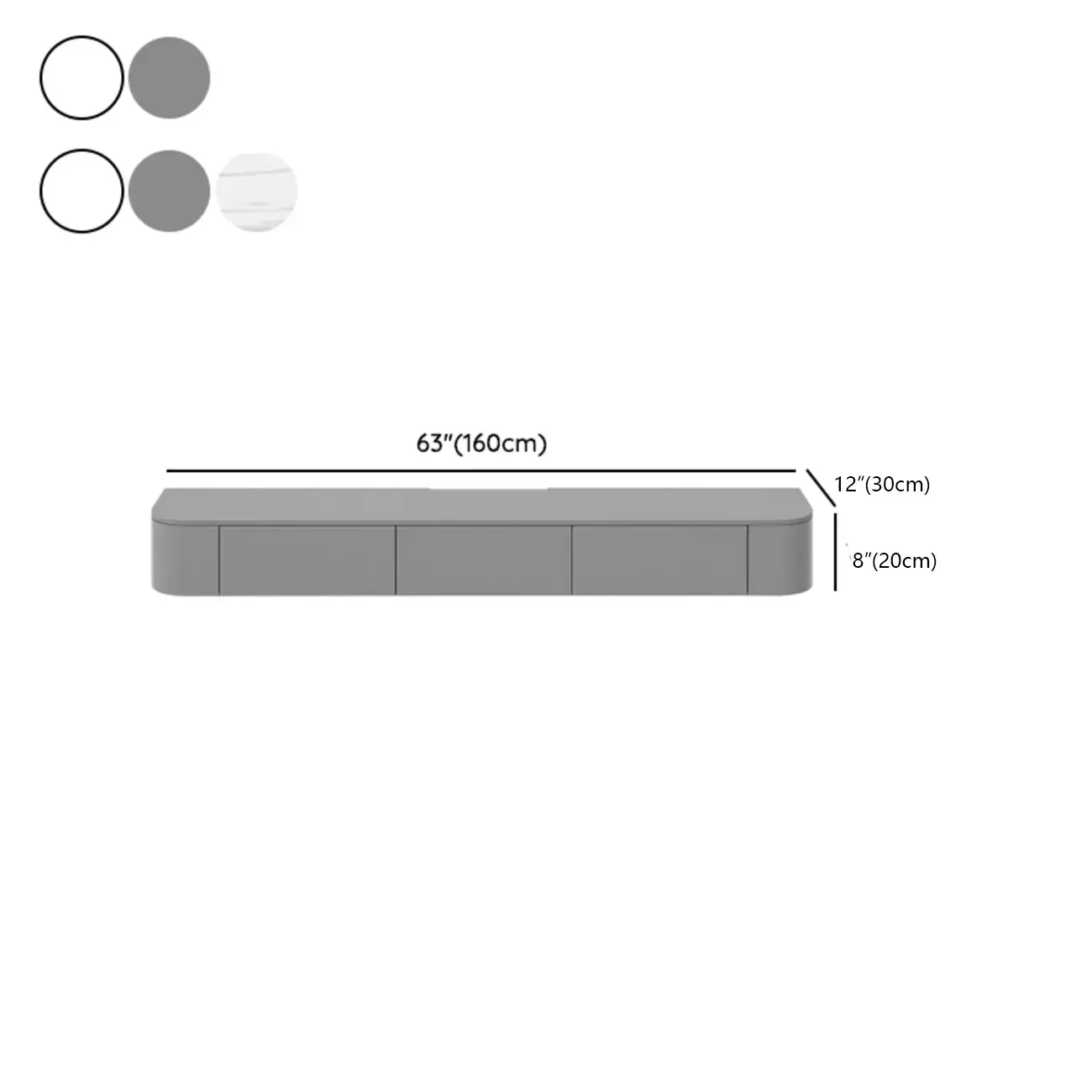 Modern Solid Wood Floating TV Stand with Drawers #size