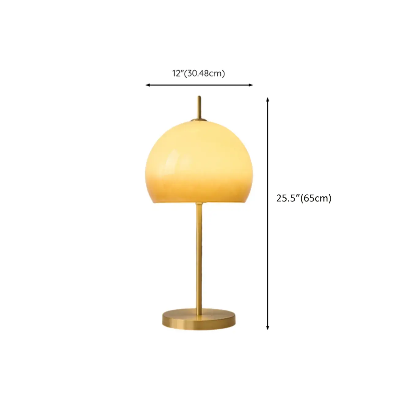 Nordic Orange Glass Dome Gold Bedside Lamp #size