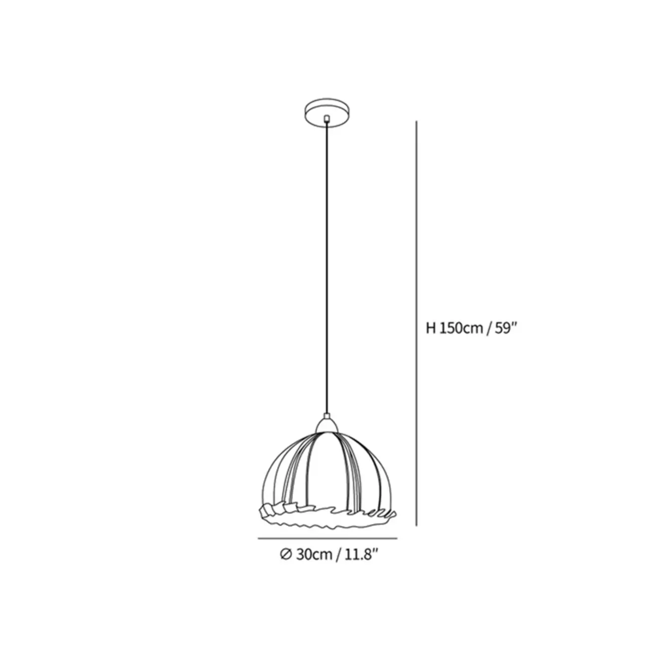 Rattan Fabric Pendant Lamp Beige Dome Shape For Kitchen #size