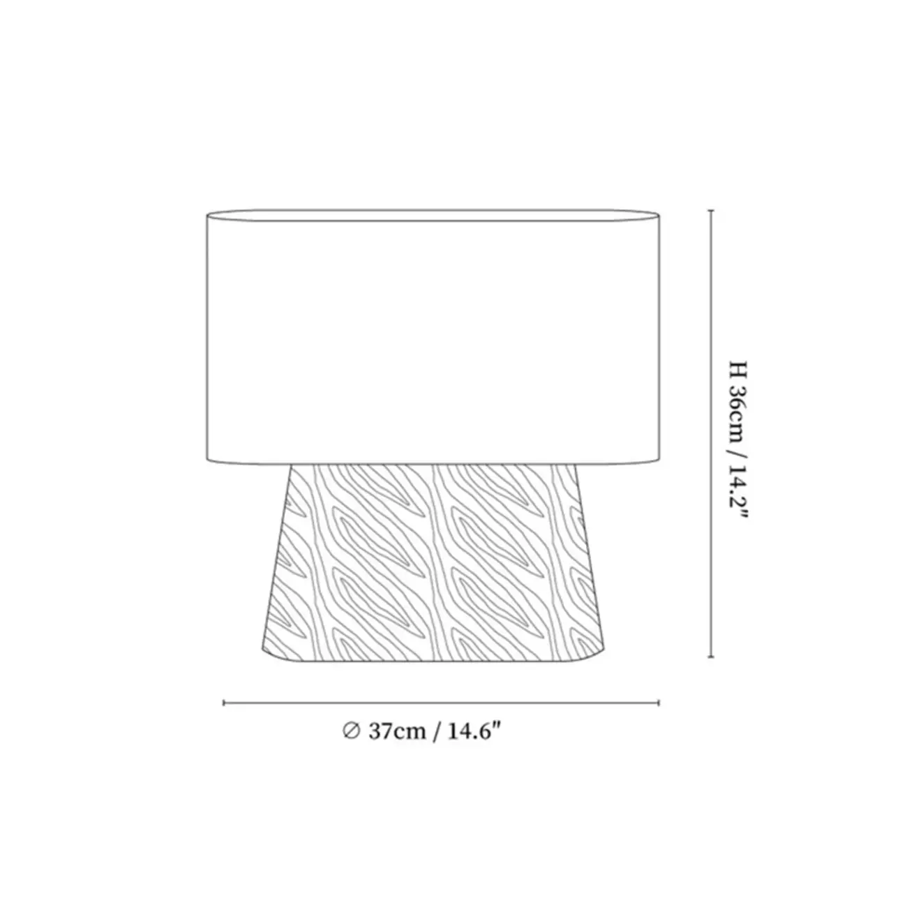 Minimalist Oval Shade Wood Fabric Table Lamp LED #size