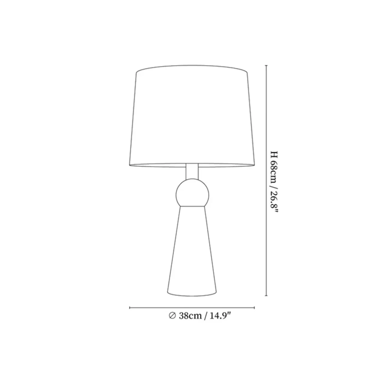 Contemporary Wood Tapered Base Table Lamp With Linen Shade #size