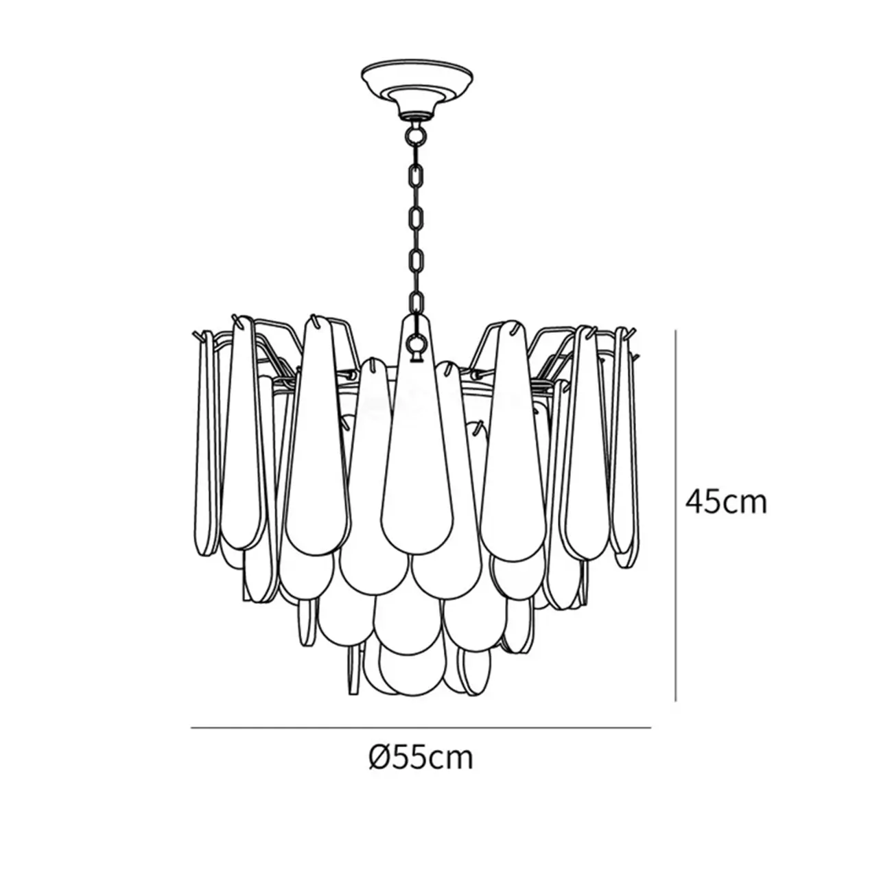 Luxury Living Room Teardrop Alabaster Sphere Chandelier #size