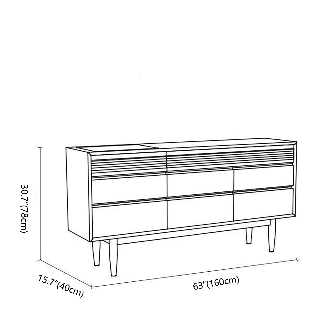 63" Scandinavian Natural Light Wood Dresser with 8-Drawers #size
