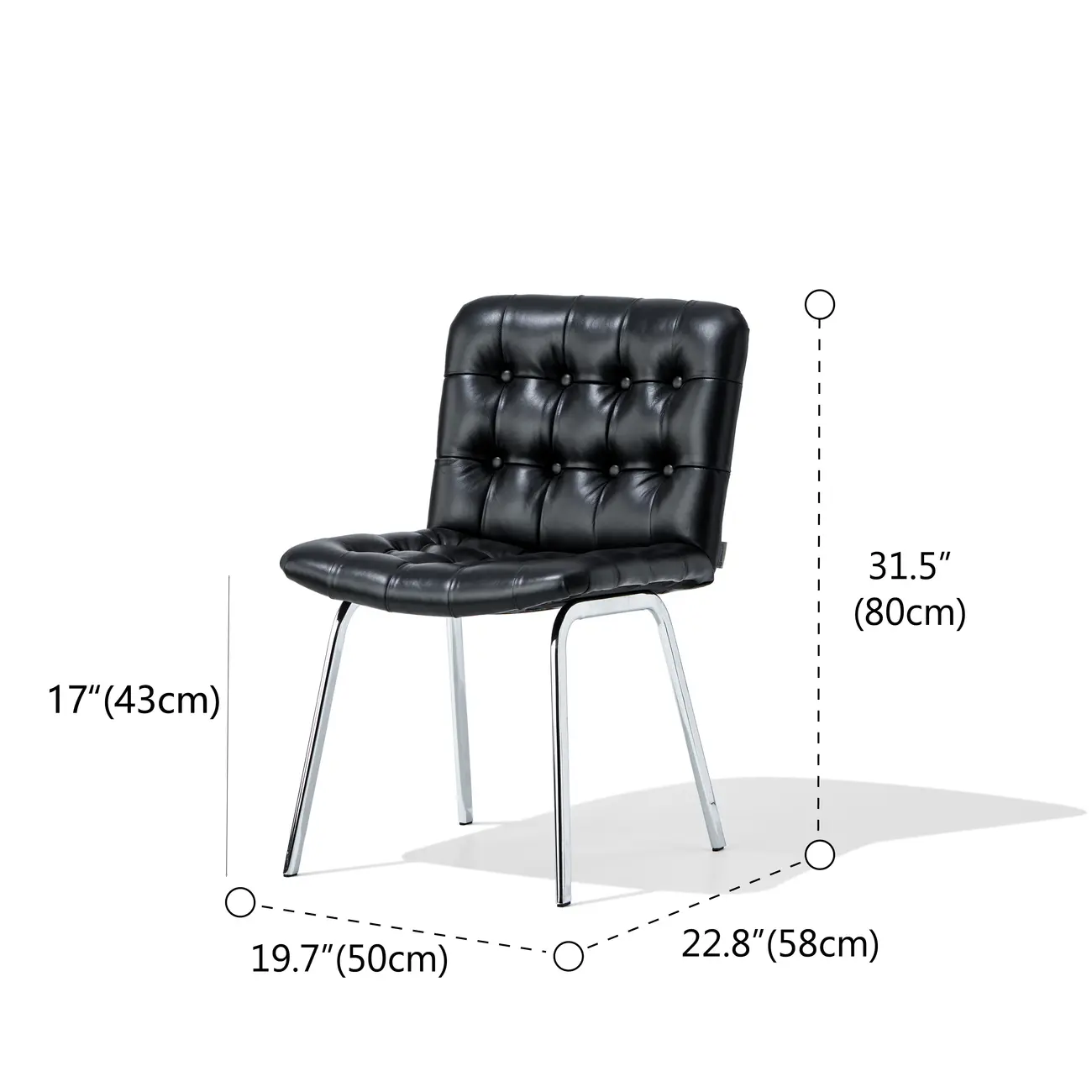 Industrial Modern Button-tufted Back Leather Dining Chairs #size