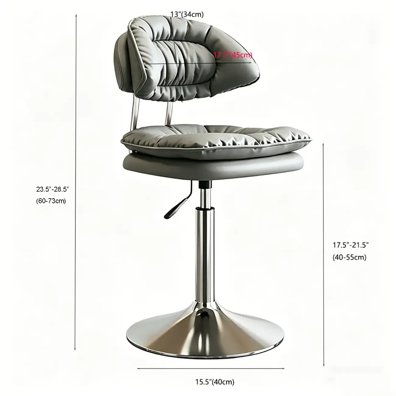 Modern Low Back Bar Chair Adjustable Swivel PU Leather  #size