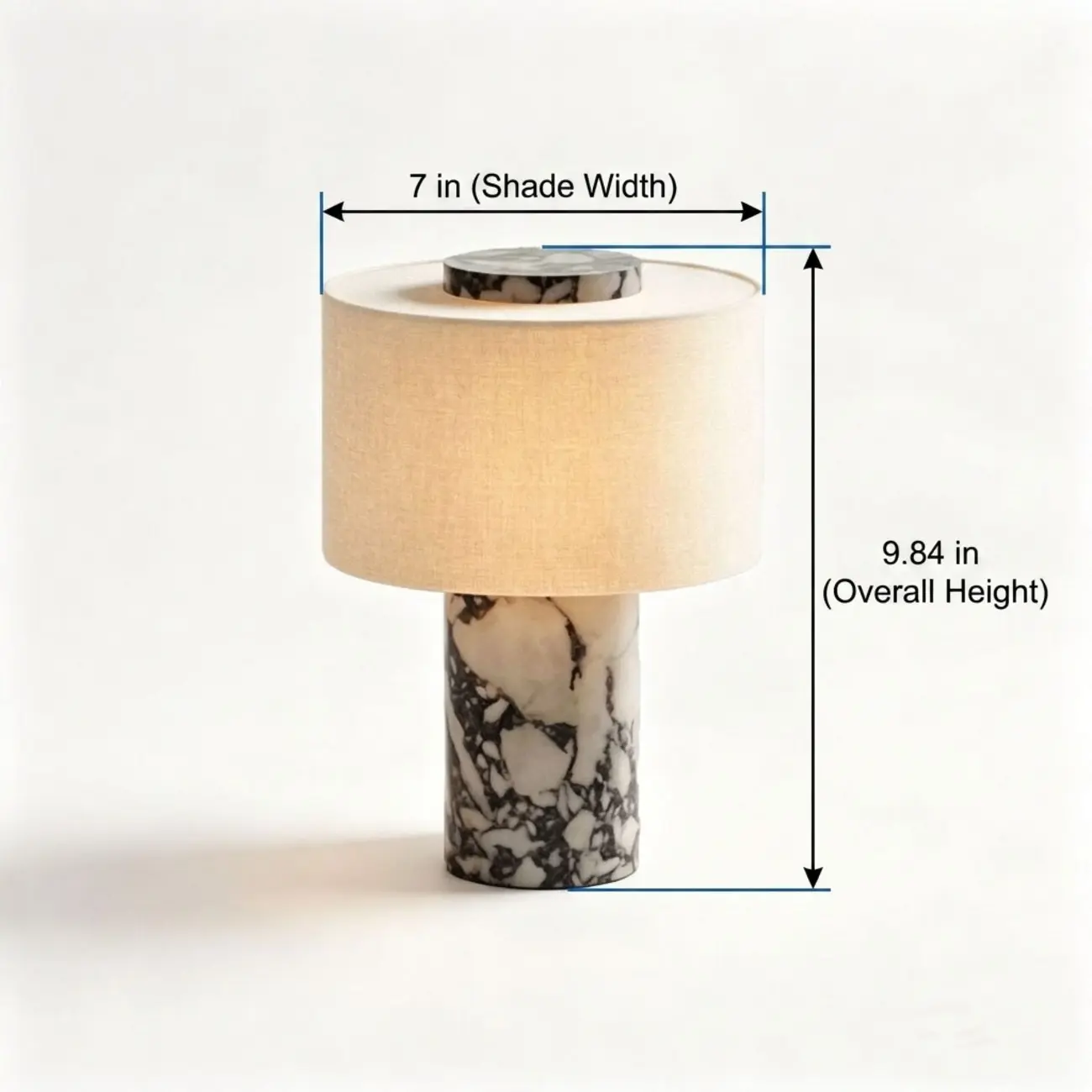 Modern Marble Cylinder Touch Control Bedside Table Lamp #size