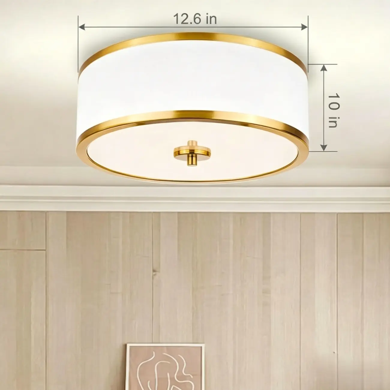 Modern Round Fabric Shade Flush Mount Ceiling Light #size