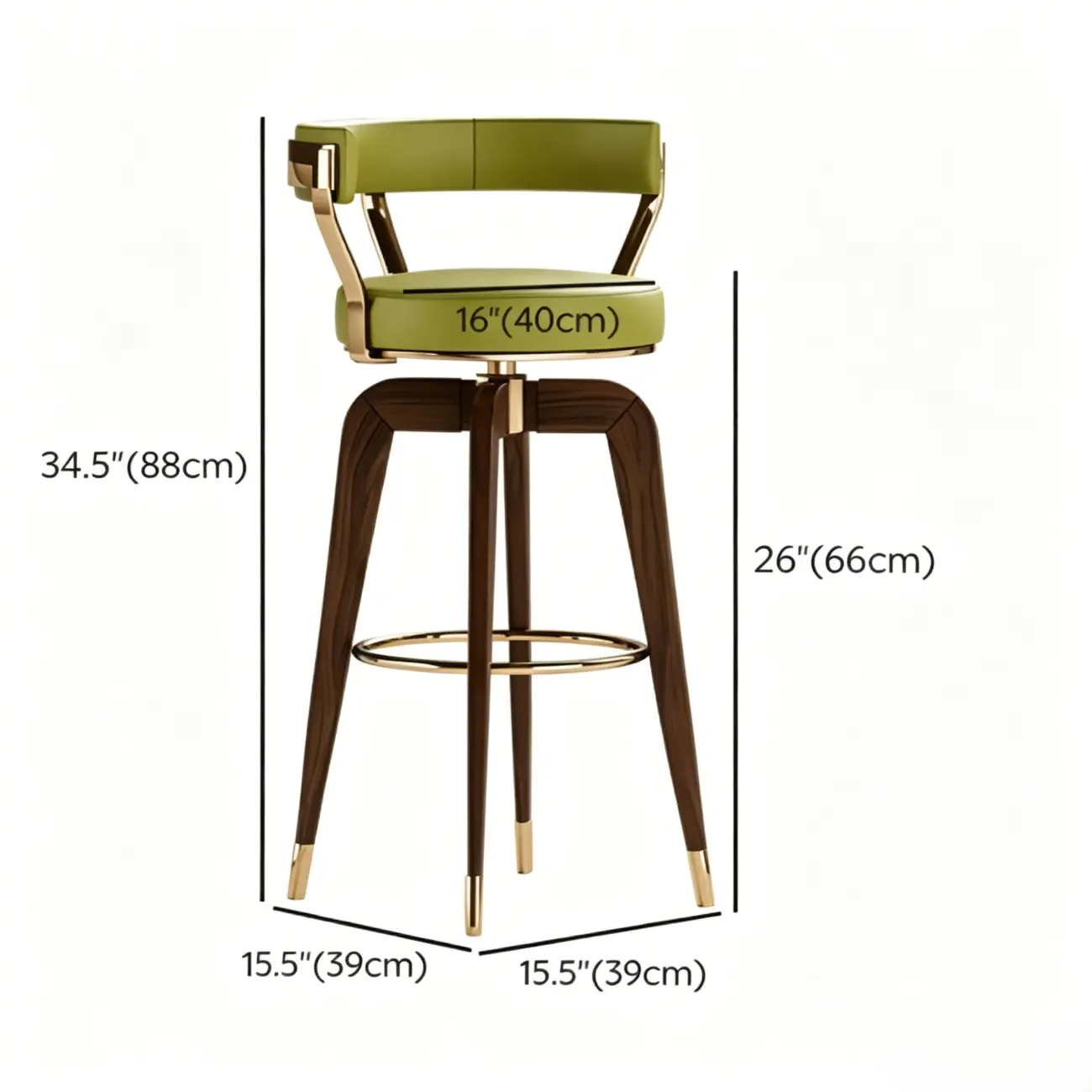 Swivel Mid Century Modern Counter Height Leather Bar Stools #size