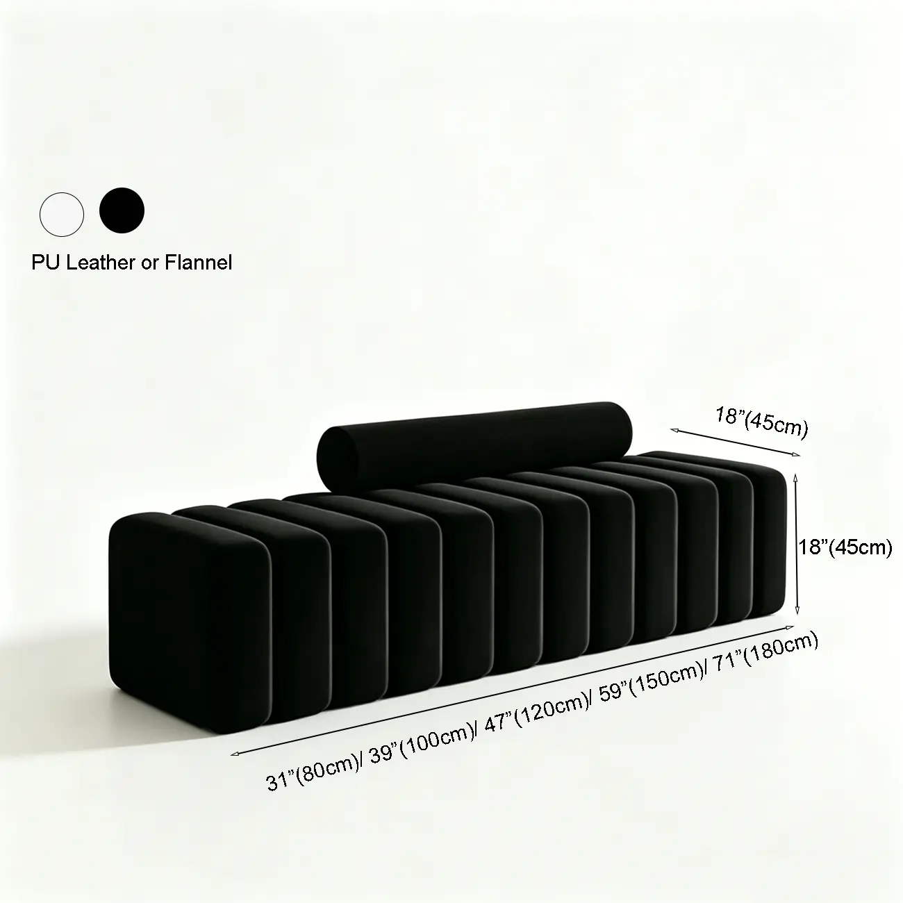 Elegance Flannel Upholstered Entryway Bench with Storage #size