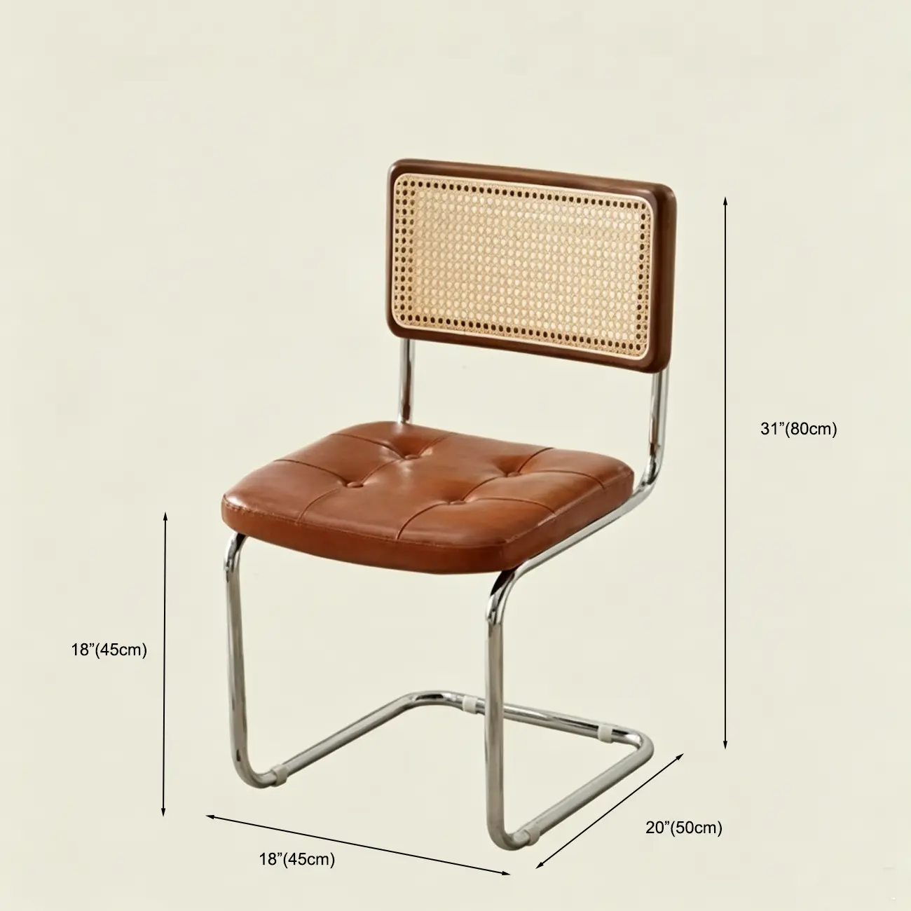 Scandinavian Tufted Leather Armless Dining Chair #size