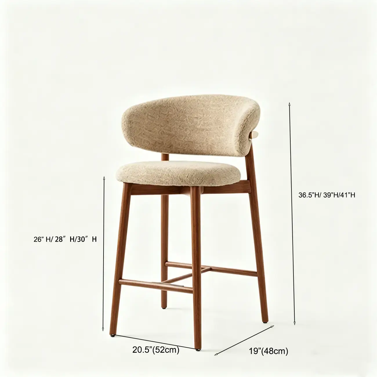 Modern Fabric Upholstered Counter Height Bar Stools #size