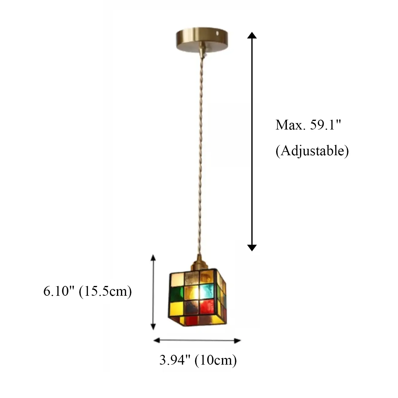 Multi-Color Glass Adjustable Hanging Pendant Light for Indoor #size