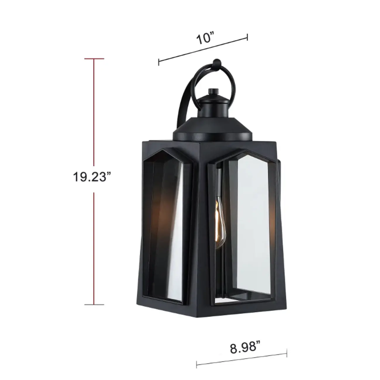 19.23" Modern Matte Black Waterproof Outdoor Wall Light Fixture #size
