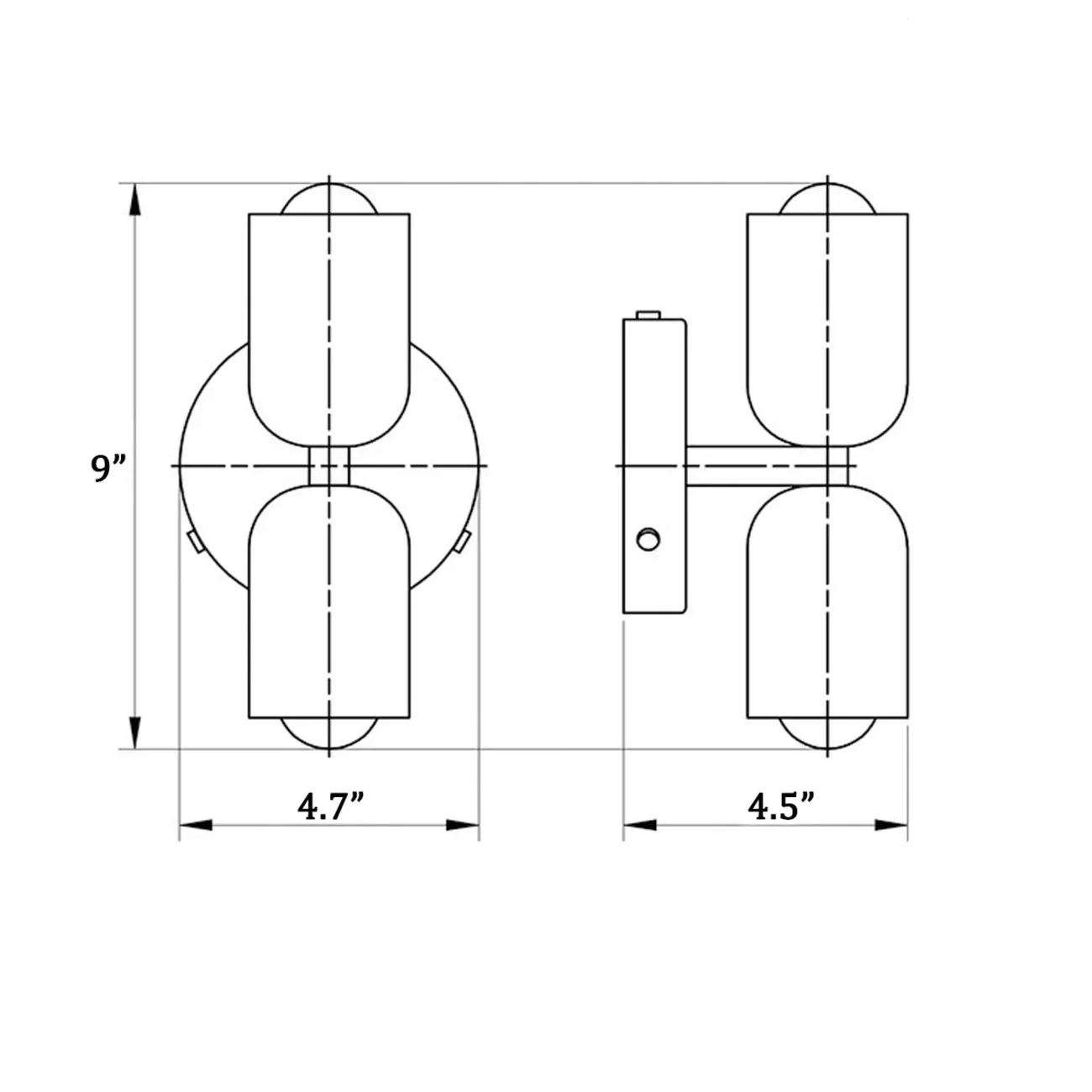 Modern 2-Light White Glass Up Down Wall Sconce #size