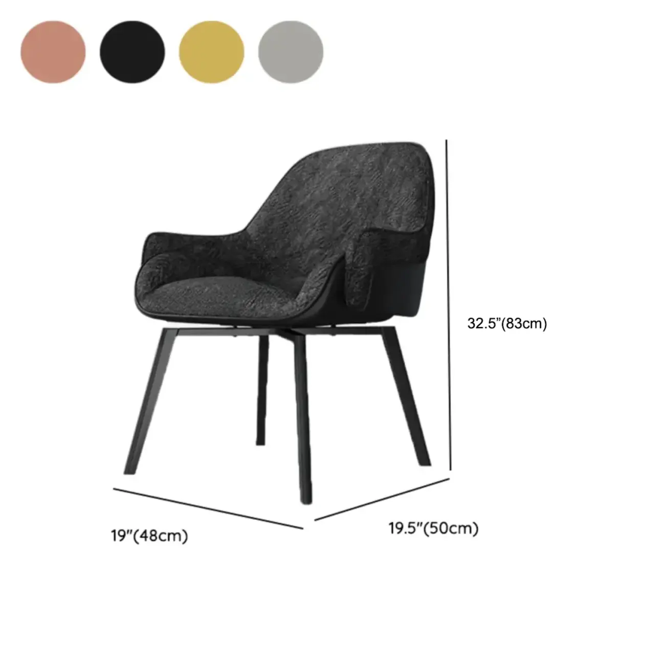 Swivel Modern Upholstered Arm Eco Leather Dining Chair #size