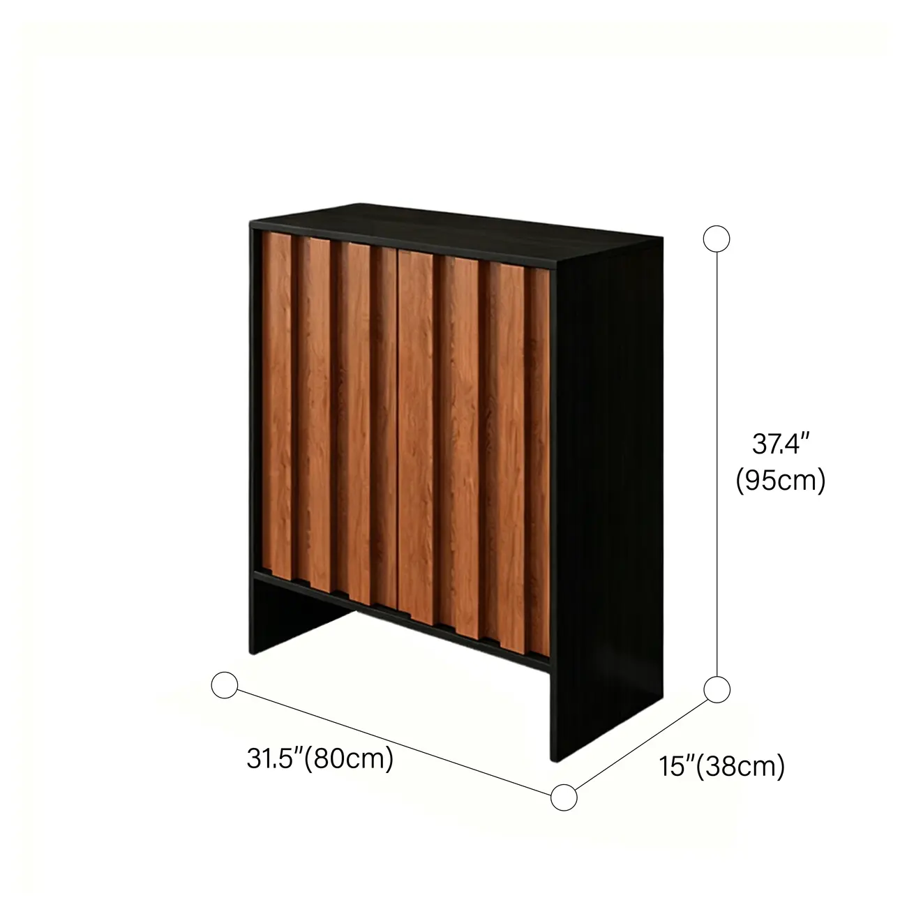 Multi-functional Fluted Storage Cabinet With Adjustable Shelves #size