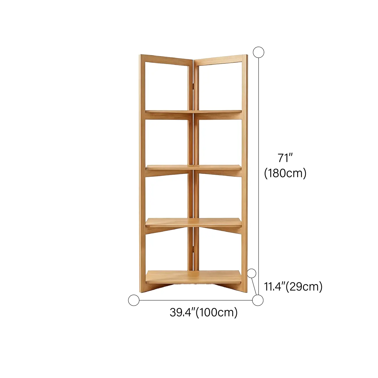 Solid Wood Folding Open Shelf Room Divider Bookcase Image - 19