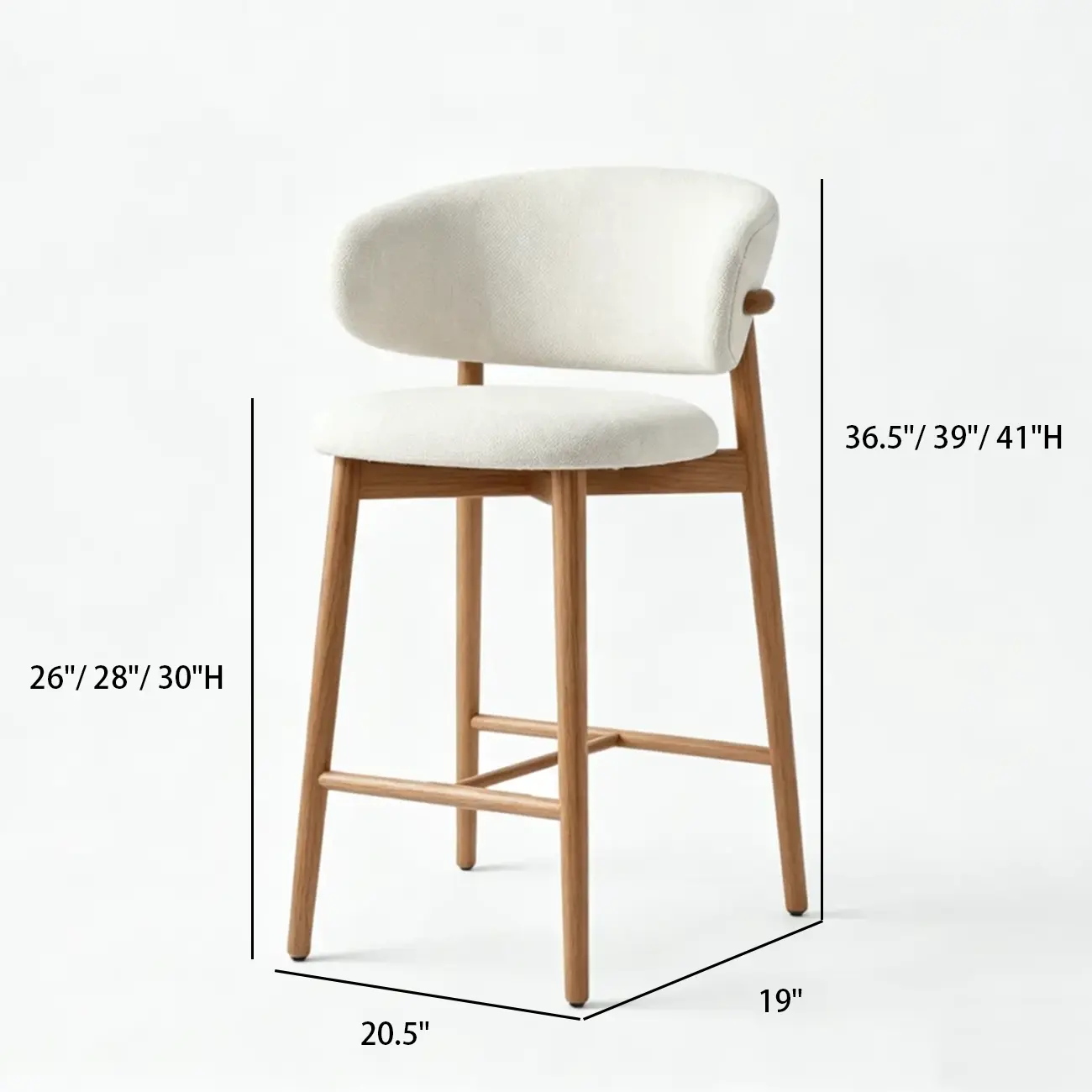 Modern Fabric Upholstered Counter Height Bar Stools #size