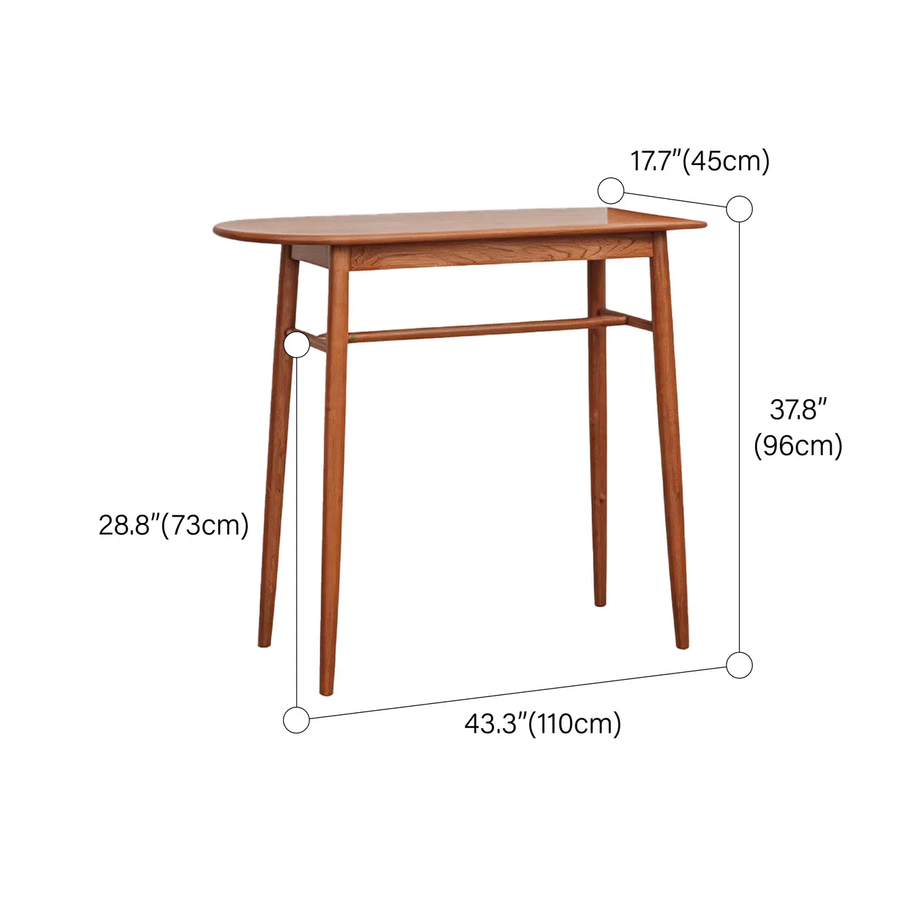 Mid-century Modern 43" Oval Solid Rubberwood Bar Table For Small Spaces #size