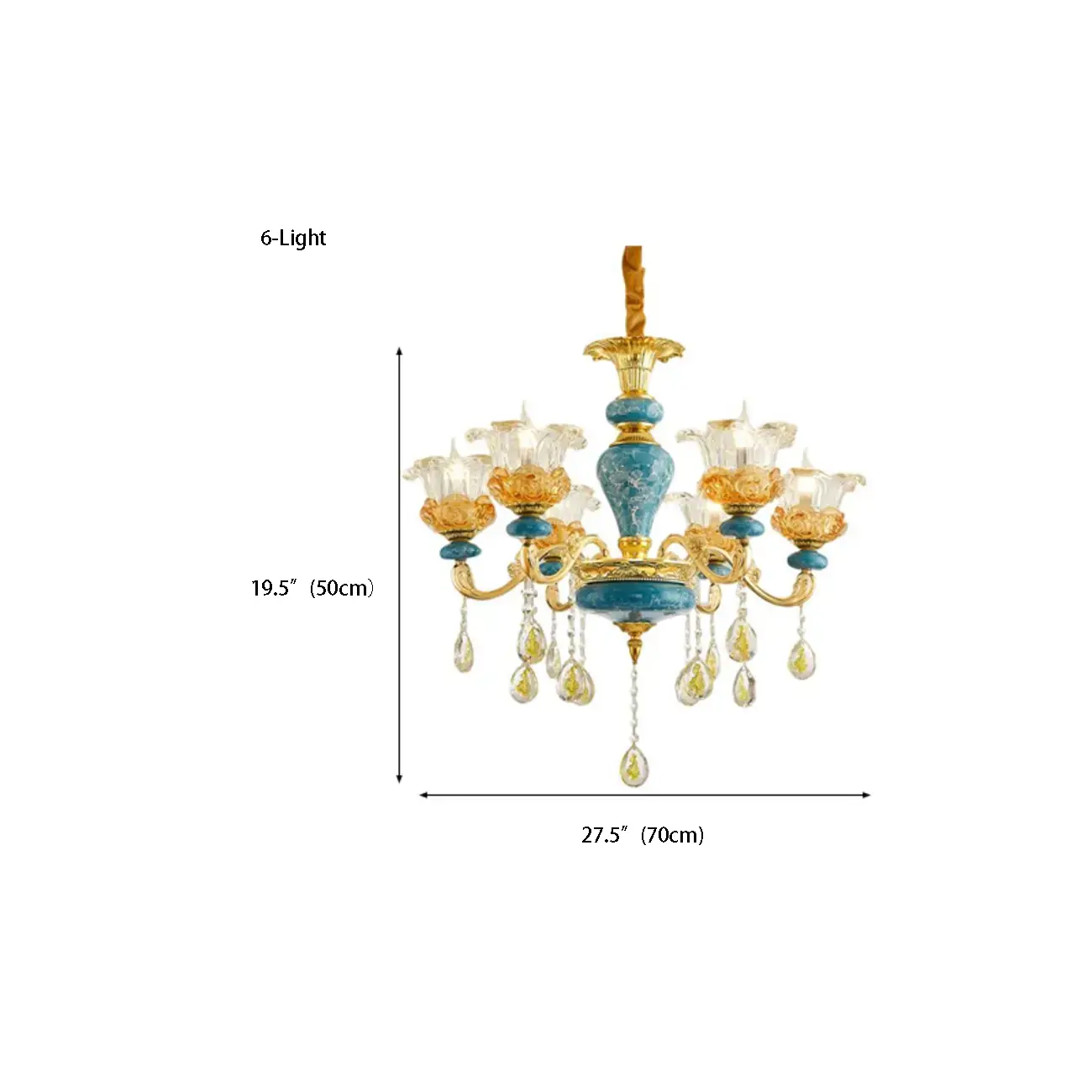 Large Luxury Brass Flower Shape Clear Glass Chandelier #size