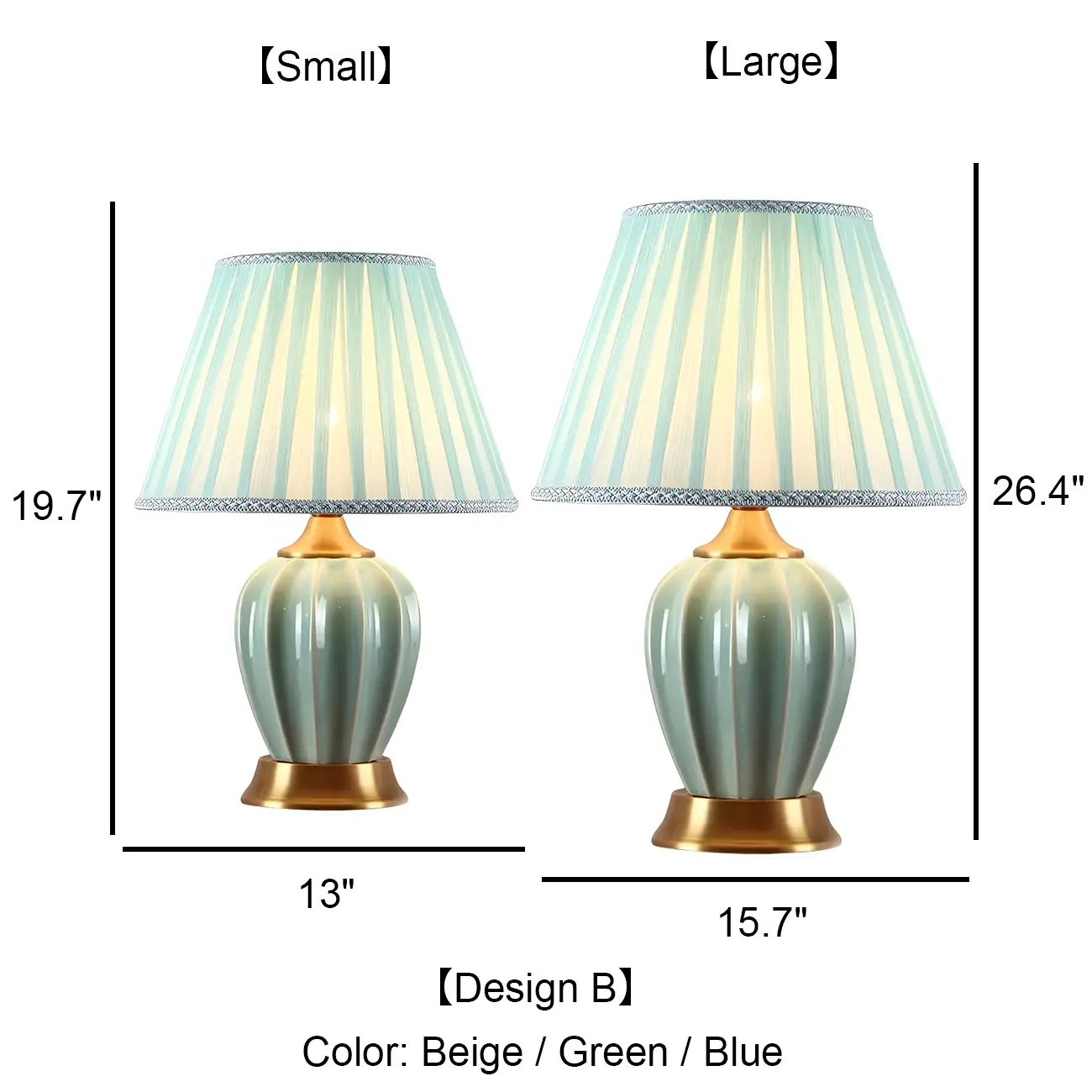 Elegant Barrel Fabric Shade Ceramic Table Lamp for Bedroom Image - 10