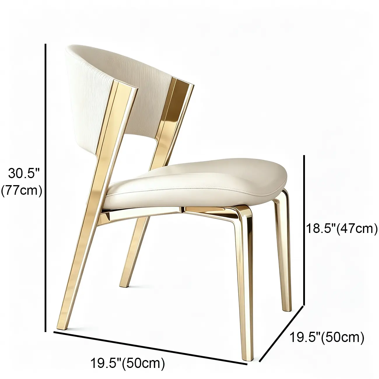 Glam Modern Low Back Faux Leather Dining Chair #size