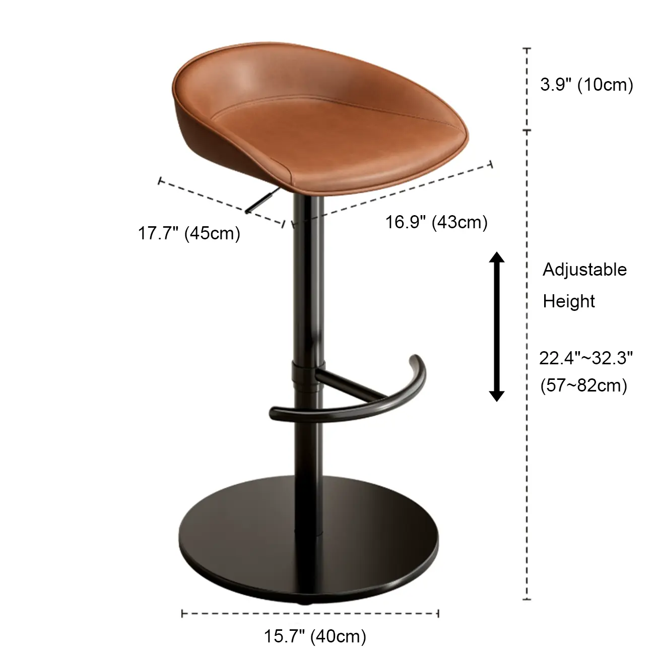 Industrial Modern Pedestal Leather Bar Stools #size