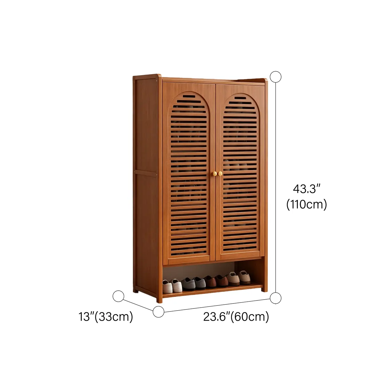 Modern Farmhouse 8-Tier Shoe Storage Cabinet with Louvered Doors #size
